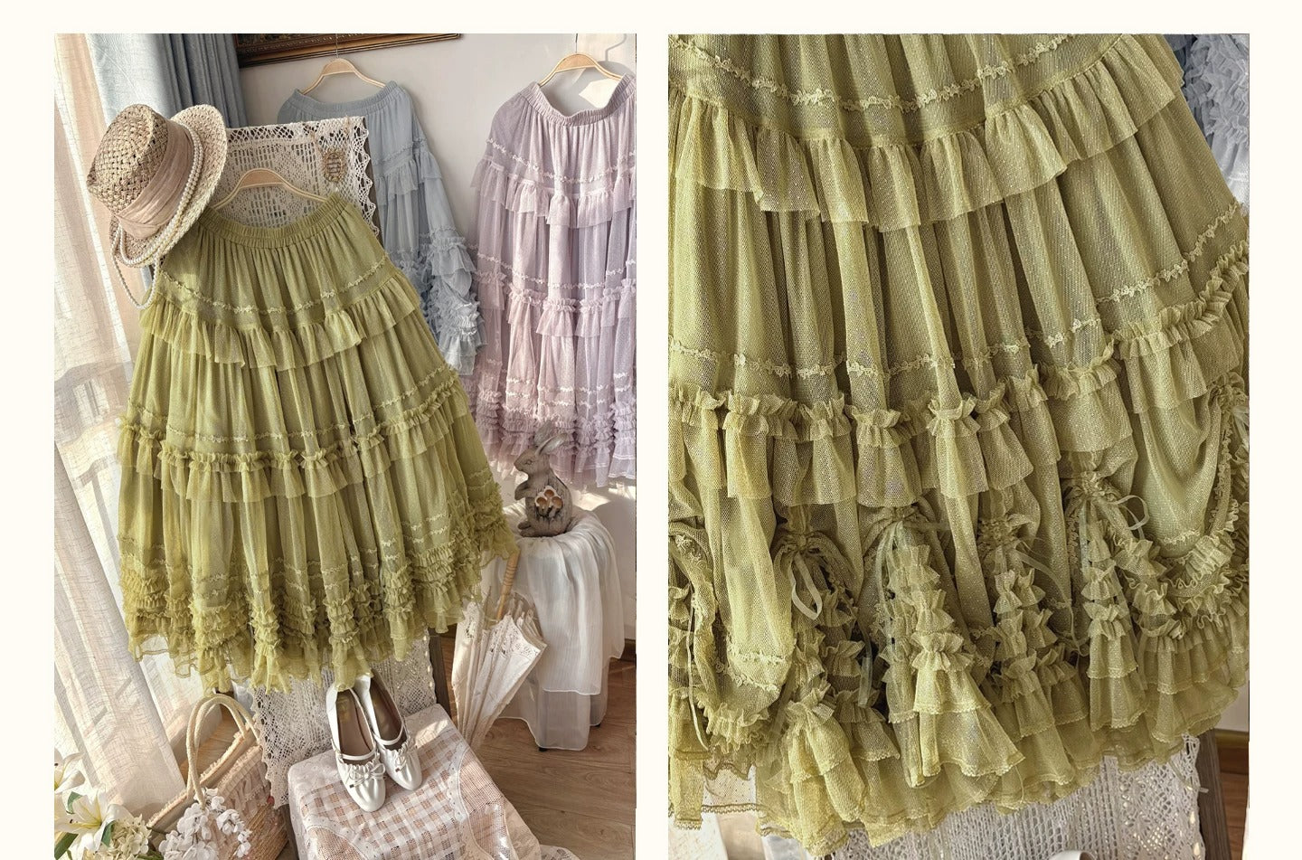 ドットチュールフリルスカート(75cm丈)【ThinkFly】