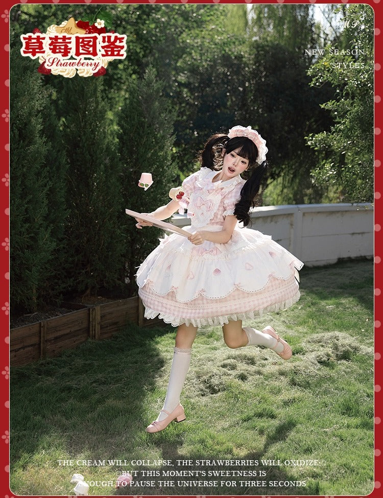 【受注予約~11/18】Strawberry Cake Illustration ギンガムワンピース・ジャンパースカート【花与珍珠匣】