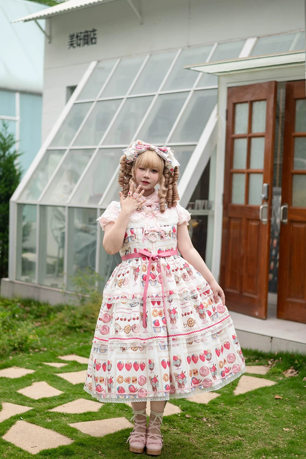 【受注予約~6/24】Strawberry Parfait Tea ジャンパースカート【Miss Cube】