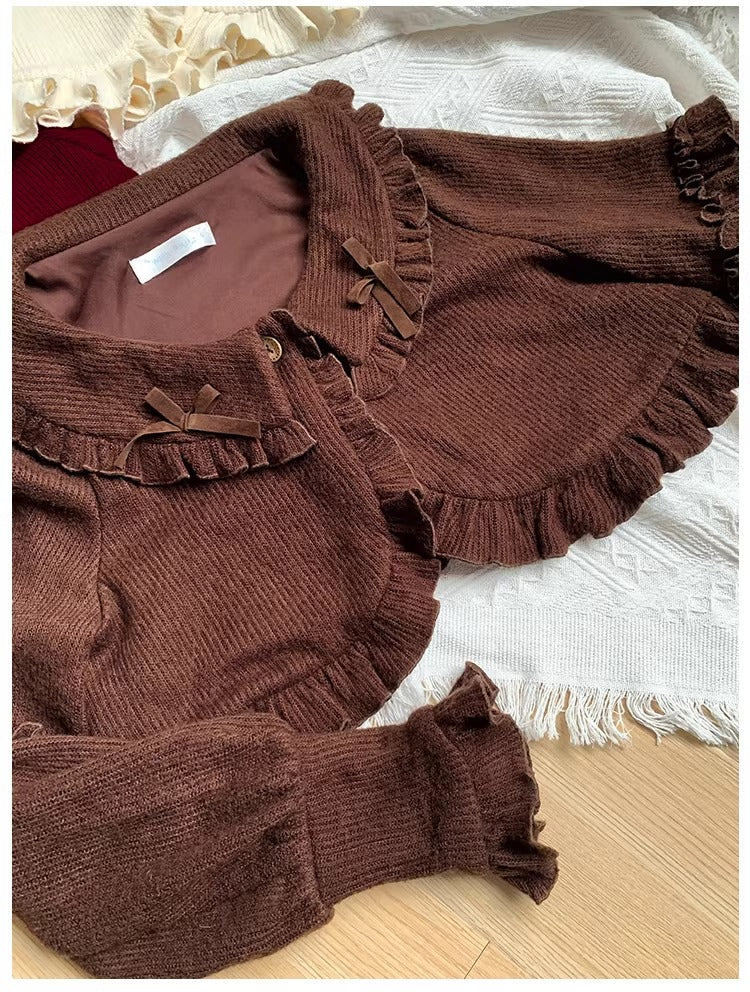 襟付きニットカーディガン【With Puji】