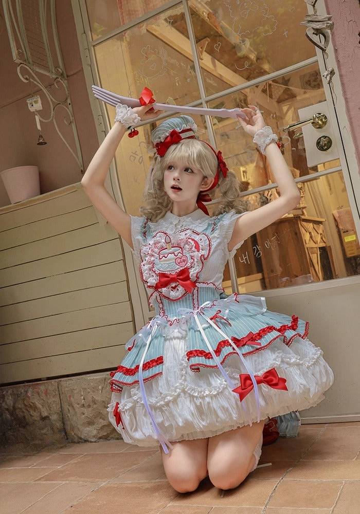 【受注予約~9/25】Eat Cake ジャンパースカート【双生小熊】