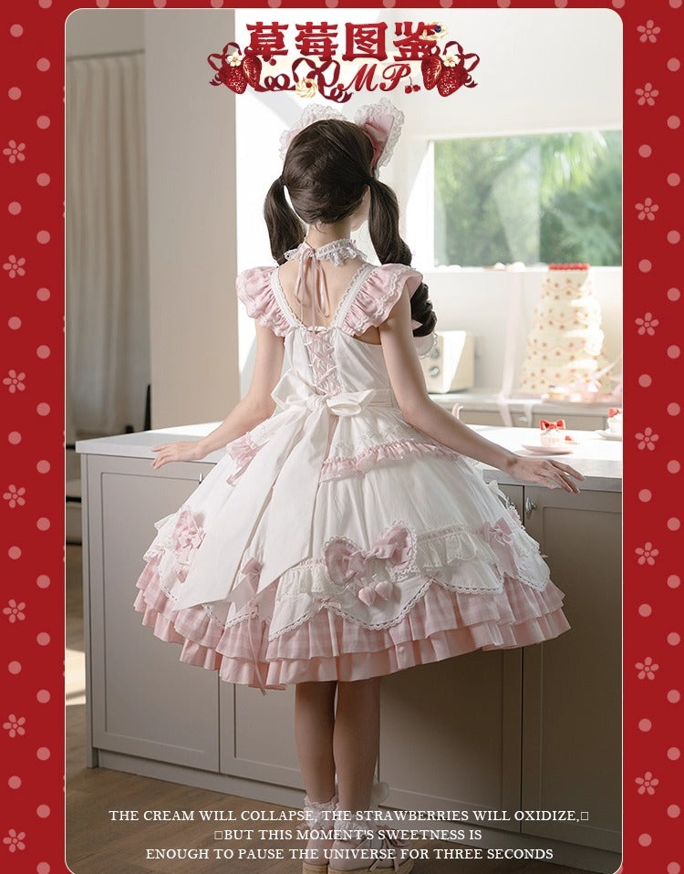 【受注予約~11/18】Strawberry Cake Illustration ギンガムワンピース・ジャンパースカート【花与珍珠匣】