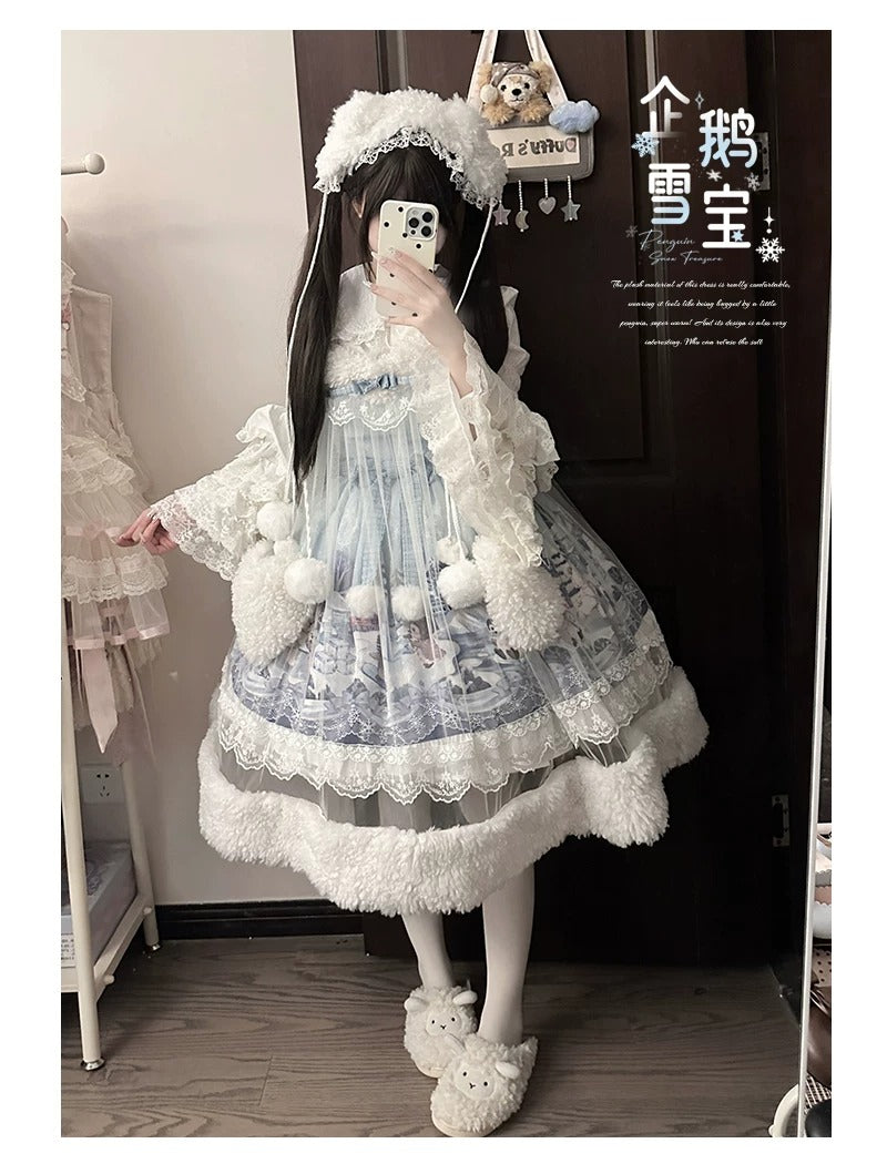 【受注予約~10/12】Penguin Snow Baby ジャンパースカート・インナートップス【Lineball Cat】