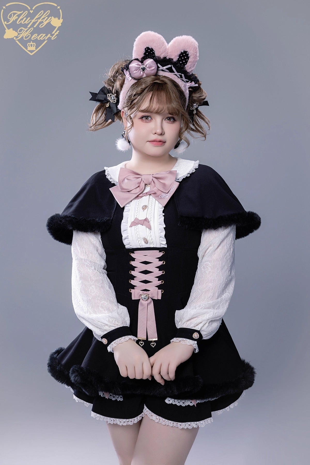ふわふわファーセットアップ【Fluffy Heart×momo】
