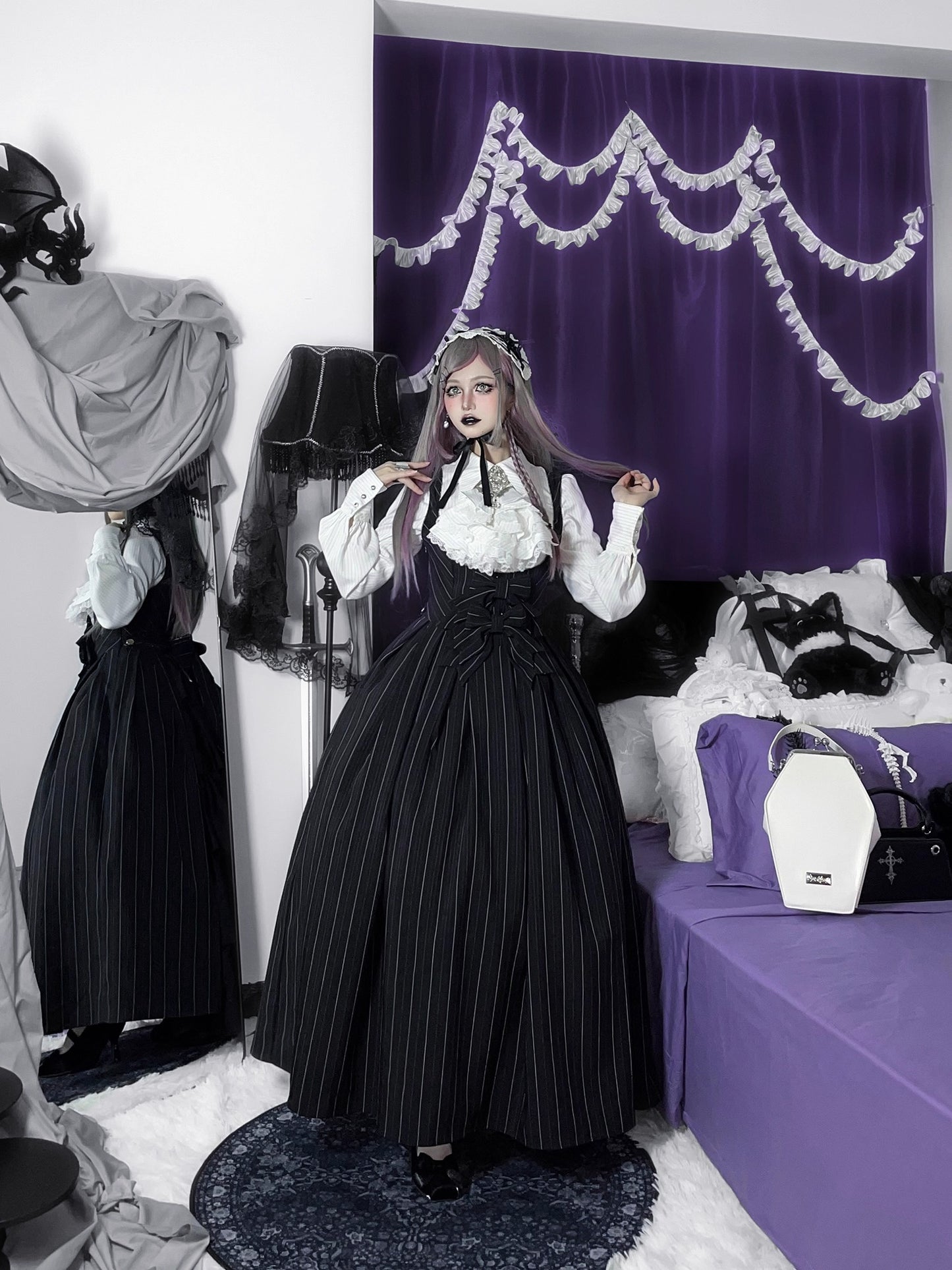 【受注予約~10/28】Bright Moon ジャンパースカート(ストライプ・タイプ1)【Little Dipper】