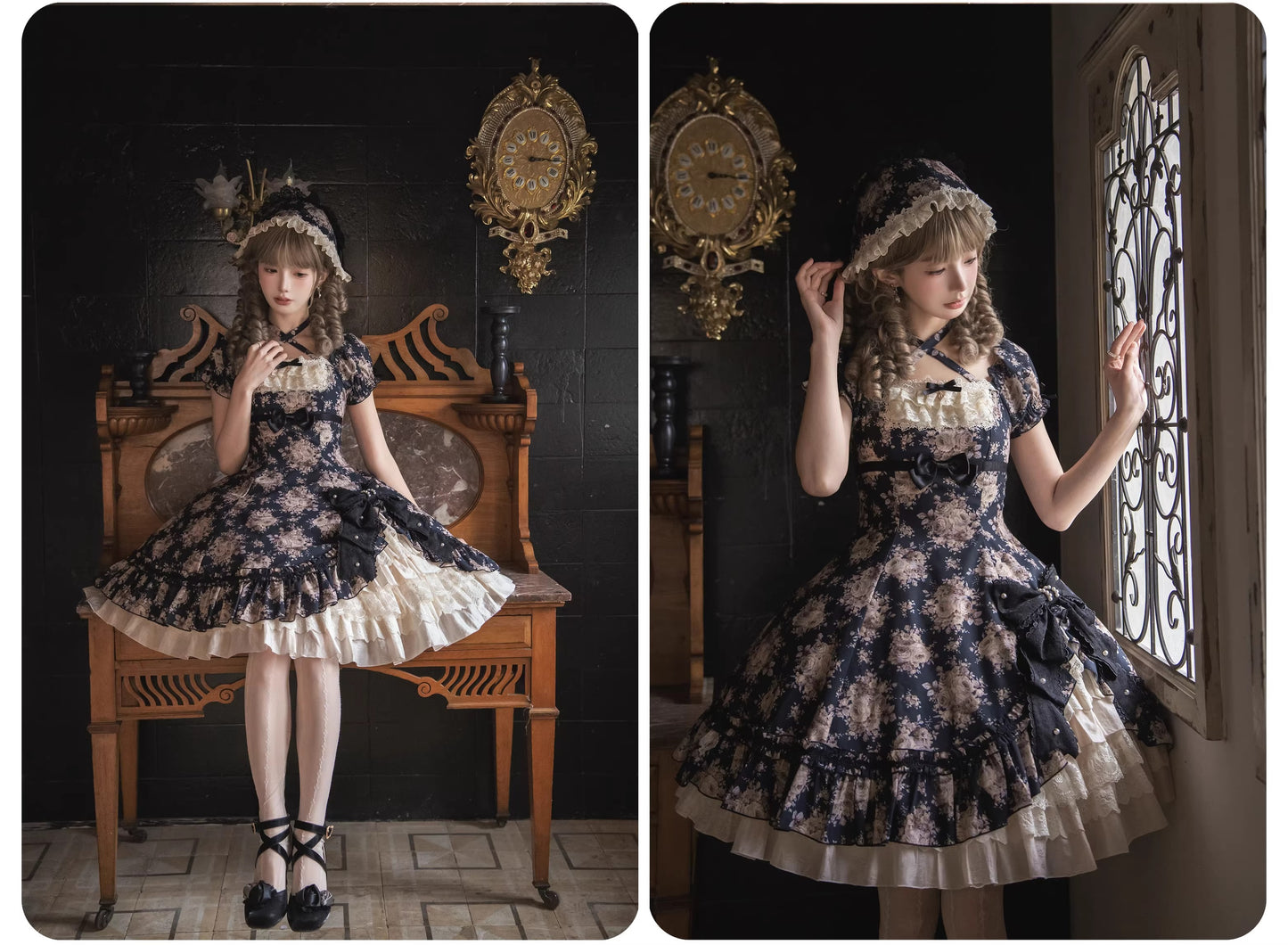 【受注予約~2/15】Black Rose ワンピース(タイプ2)【LittlePlum】