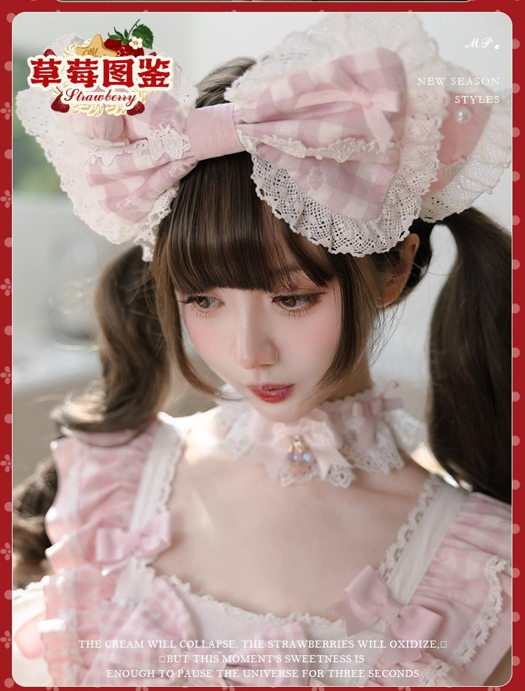 【受注予約~11/18】Strawberry Cake Illustration ギンガムワンピース・ジャンパースカート【花与珍珠匣】