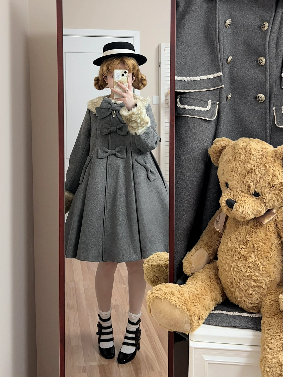 Aラインファーつきコート【Unideer】