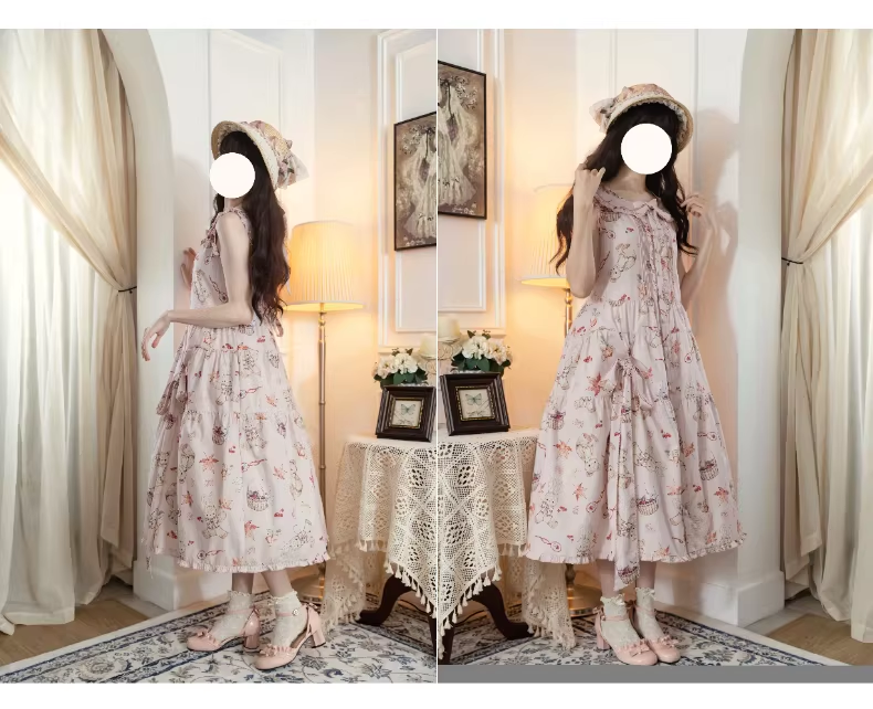 【受注予約~3/30】Autumn Rabbit and Bear ジャンパースカート【Spring Flower Language】
