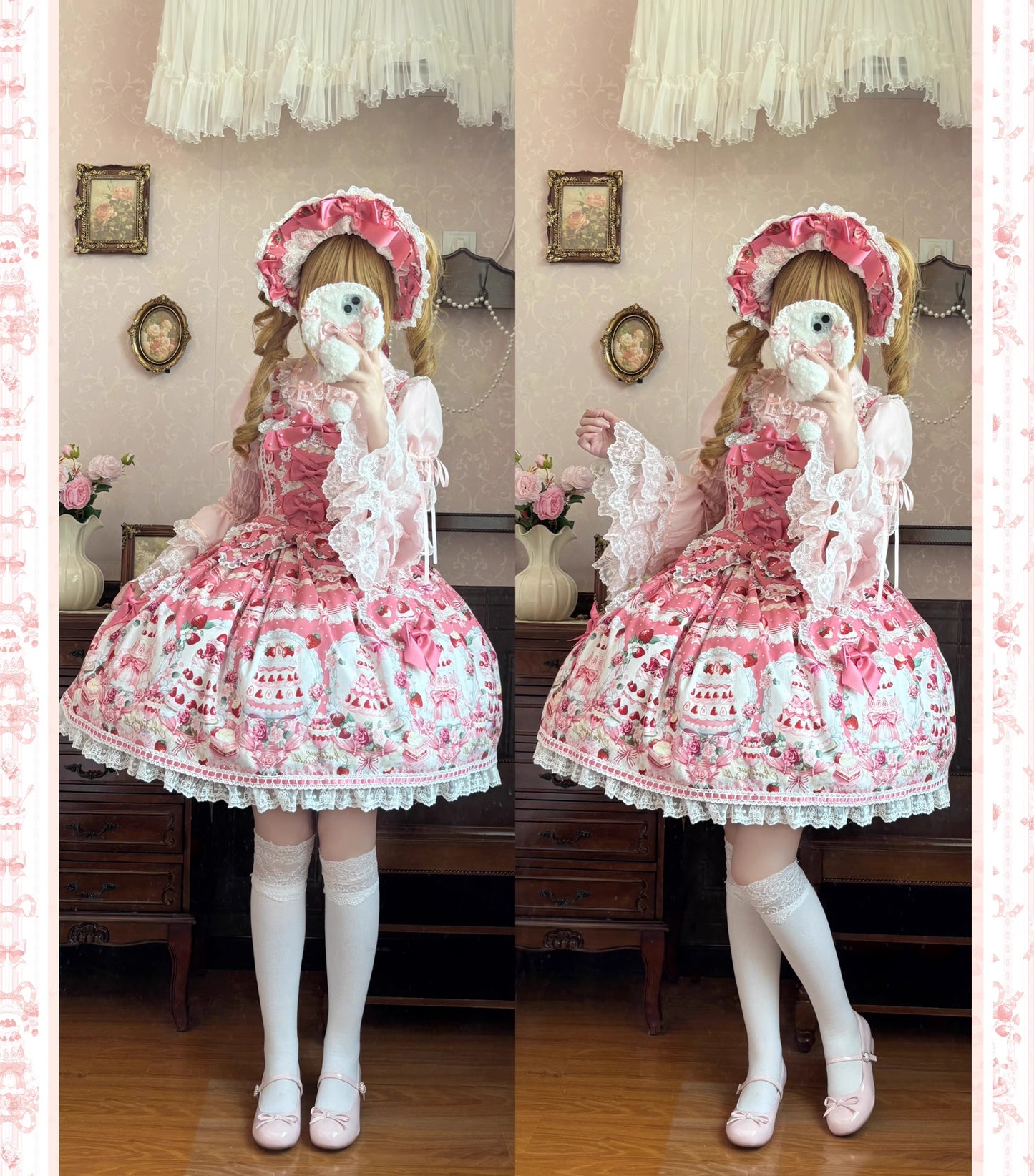 【受注予約~10/15】Strawberry Cake Bouquet 2.0 ジャンパースカート【AntiqueDoll】