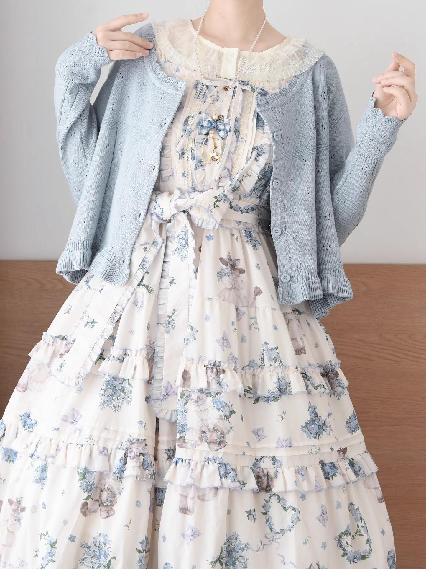 ラウンドネックニットトップス【MIST】