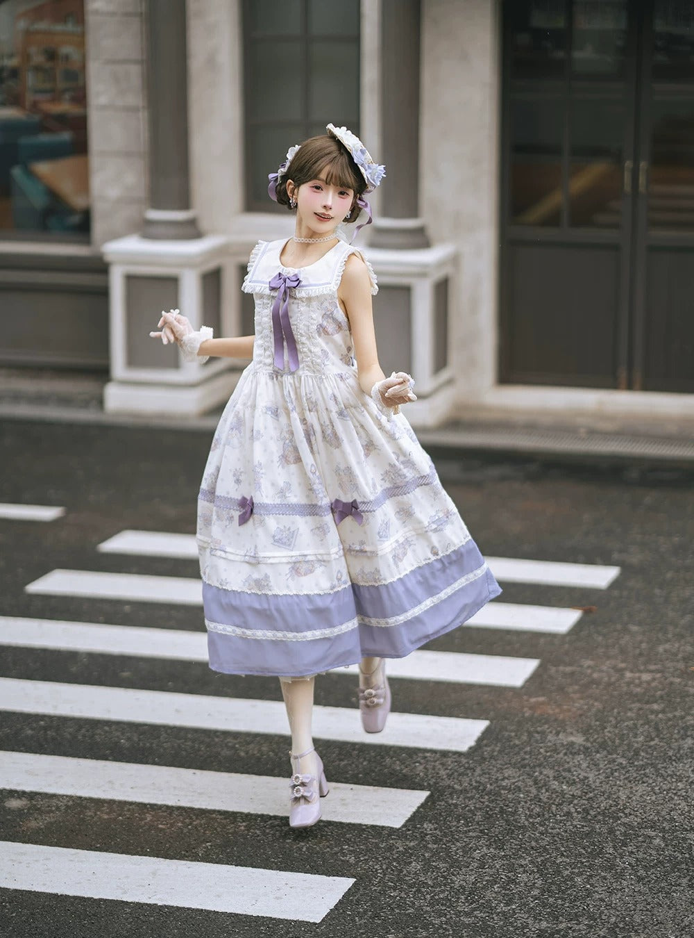【受注予約~7/23】Little White Goose with Flowers ジャンパースカート【Miss Cube】