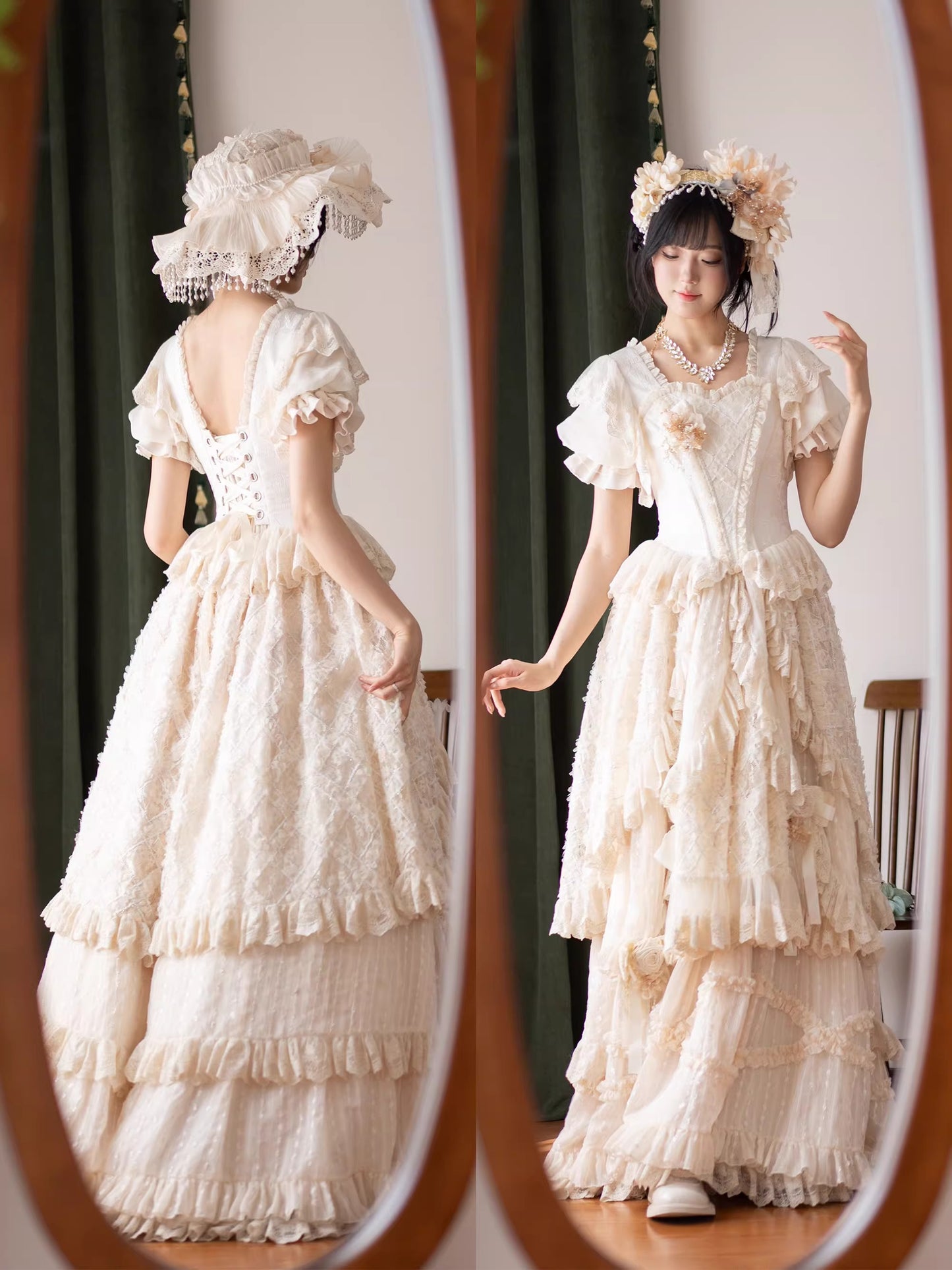 【受注予約~4/16】Lace Waltz × Apricot Waltz ワンピース・姫袖・フルセット【sedef】