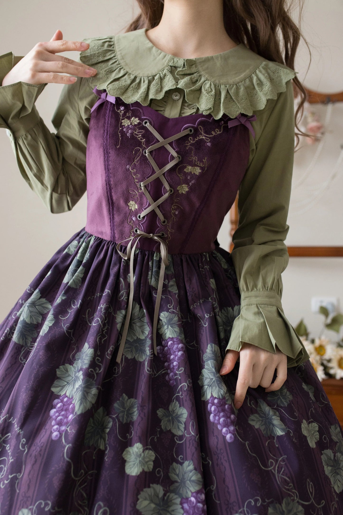 綿レース長袖ブラウス【MIST】