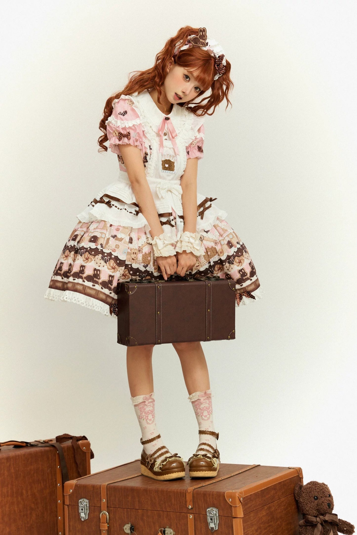 【受注予約~5/18】Bunny Gingerbread House エプロン付きワンピース【babyblue】