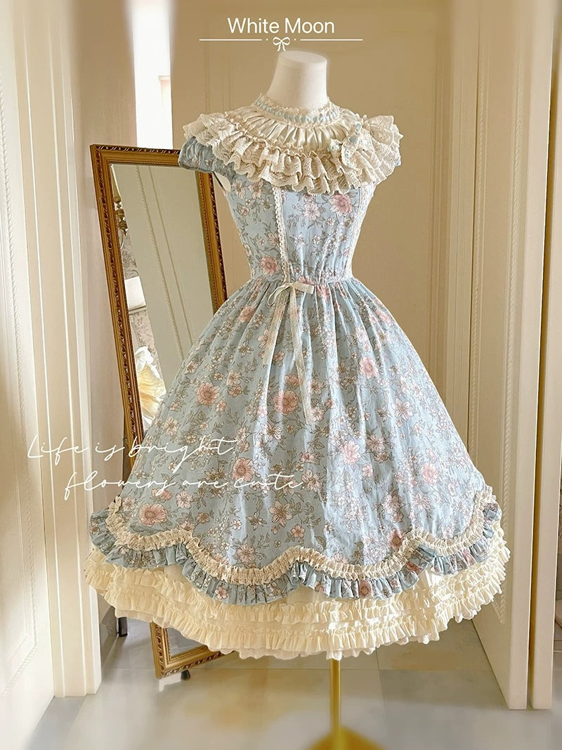 【受注予約~7/20】Romantic Flowers ワンピース(タイプ1)　【白月】