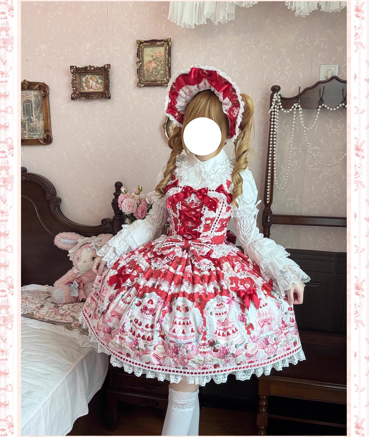 【受注予約~10/15】Strawberry Cake Bouquet 2.0 ブラウス【AntiqueDoll】