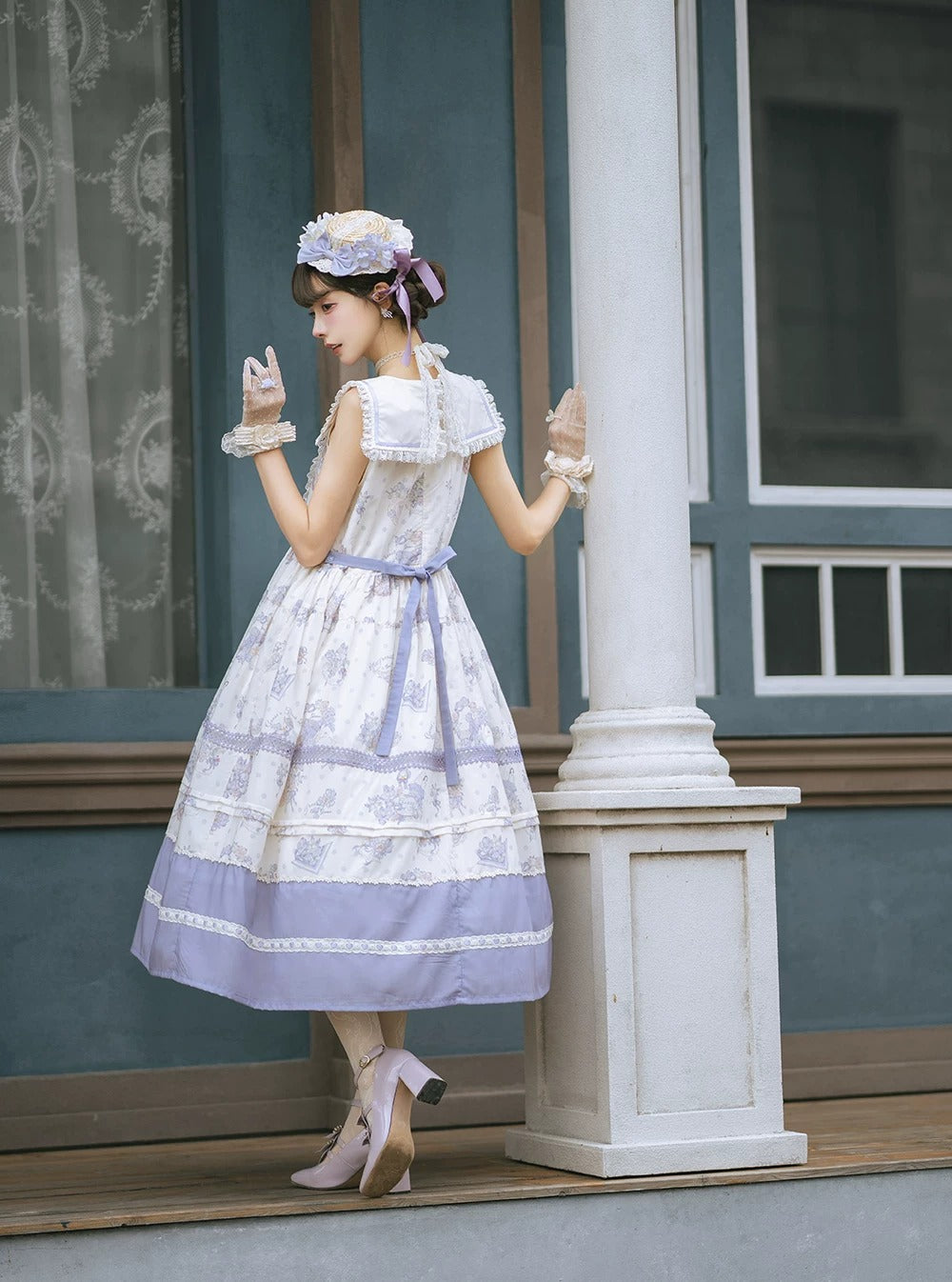 【受注予約~7/23】Little White Goose with Flowers ジャンパースカート【Miss Cube】
