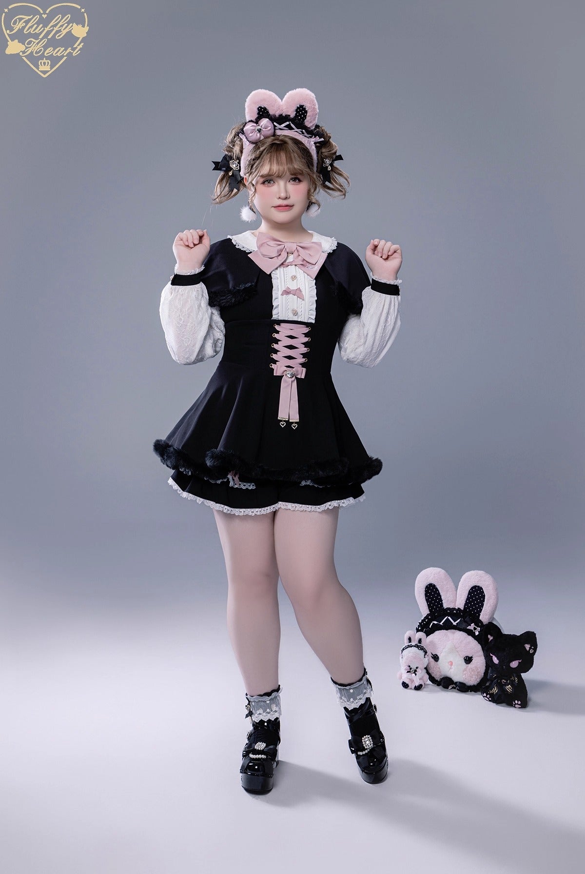 ふわふわファーセットアップ【Fluffy Heart×momo】