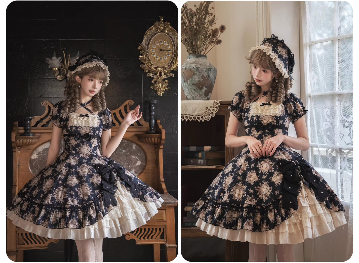 【受注予約~2/15】Black Rose ワンピース(タイプ2)【LittlePlum】