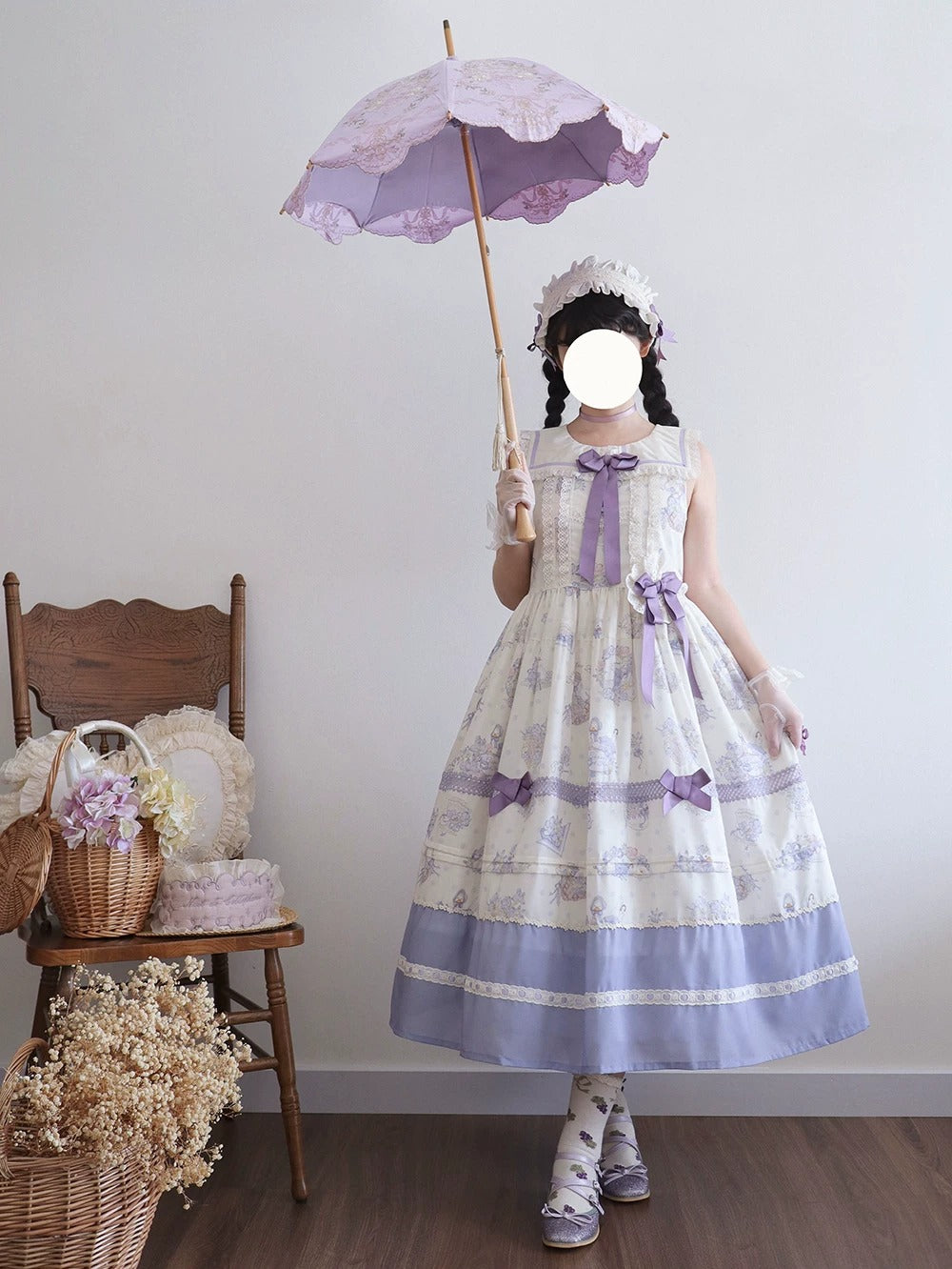 【受注予約~7/23】Little White Goose with Flowers ジャンパースカート【Miss Cube】