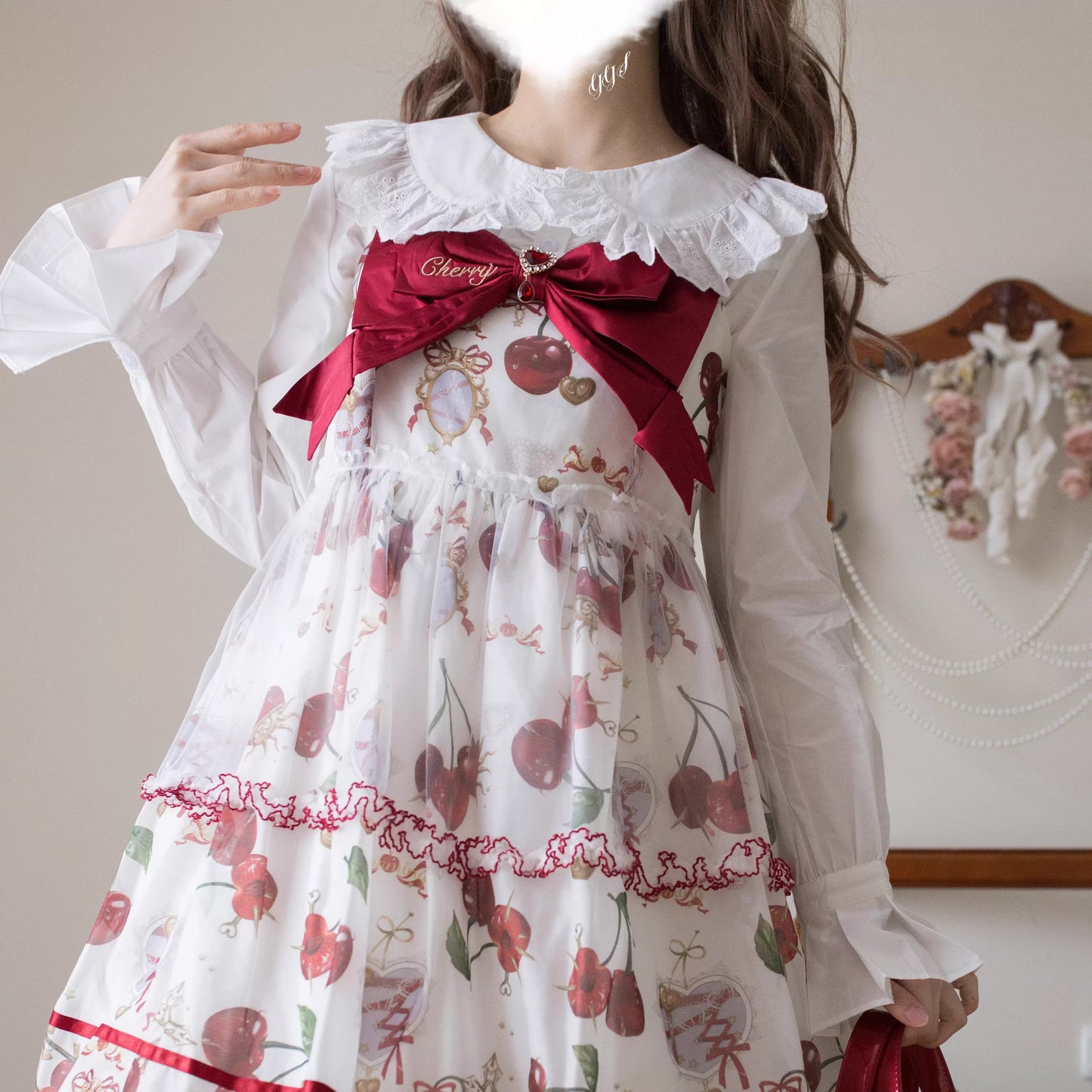 綿レース長袖ブラウス【MIST】