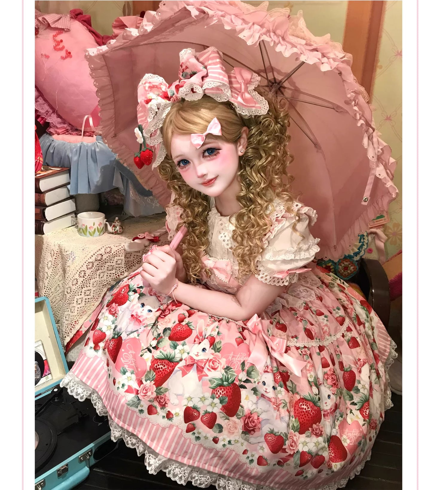 【受注予約~4/29】Strawberry Rabbit ワンピース・ジャンパースカート・トップス【Antique Doll】