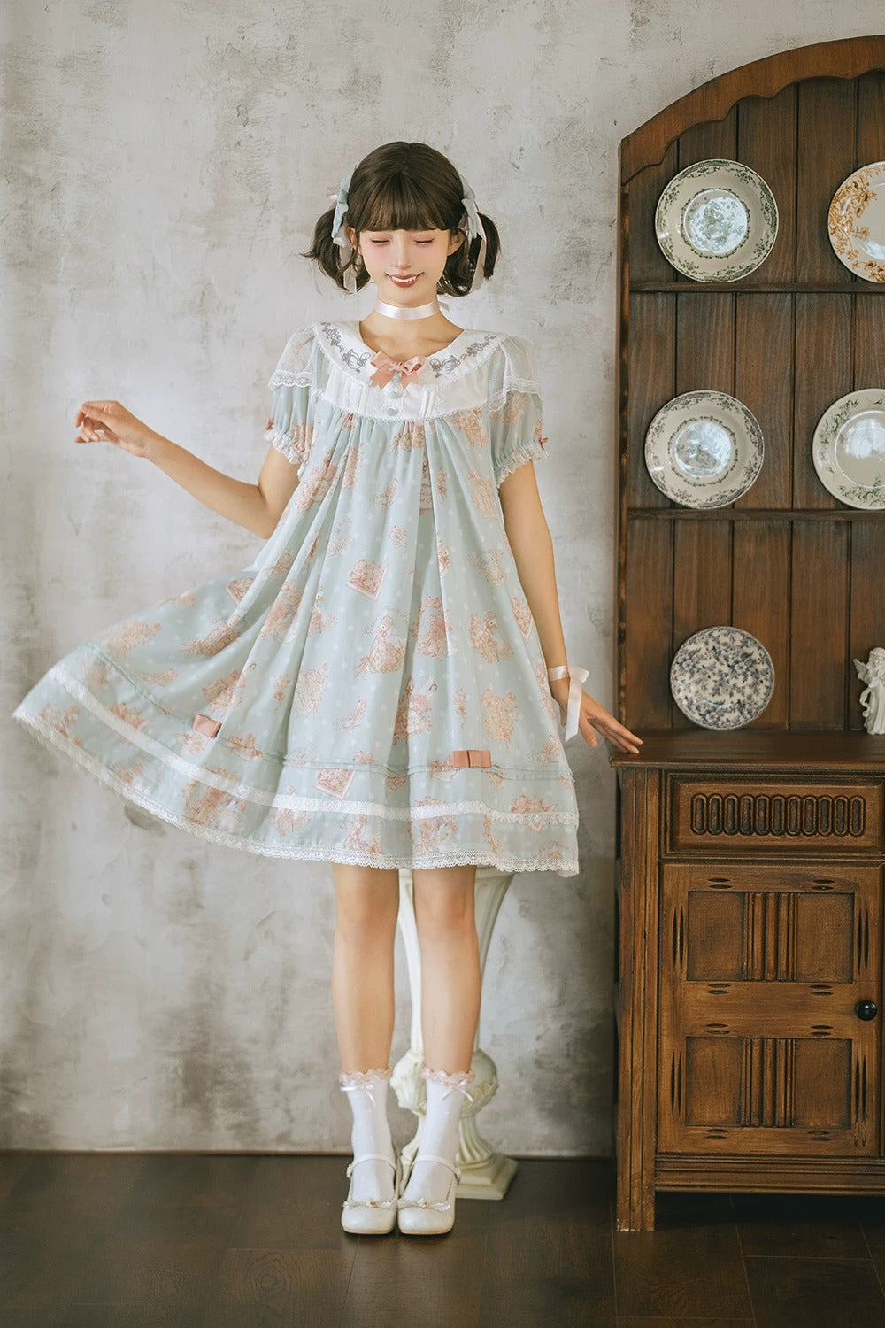 【受注予約~7/23】Little White Goose with Flowers ワンピース(タイプ2)【Miss Cube】