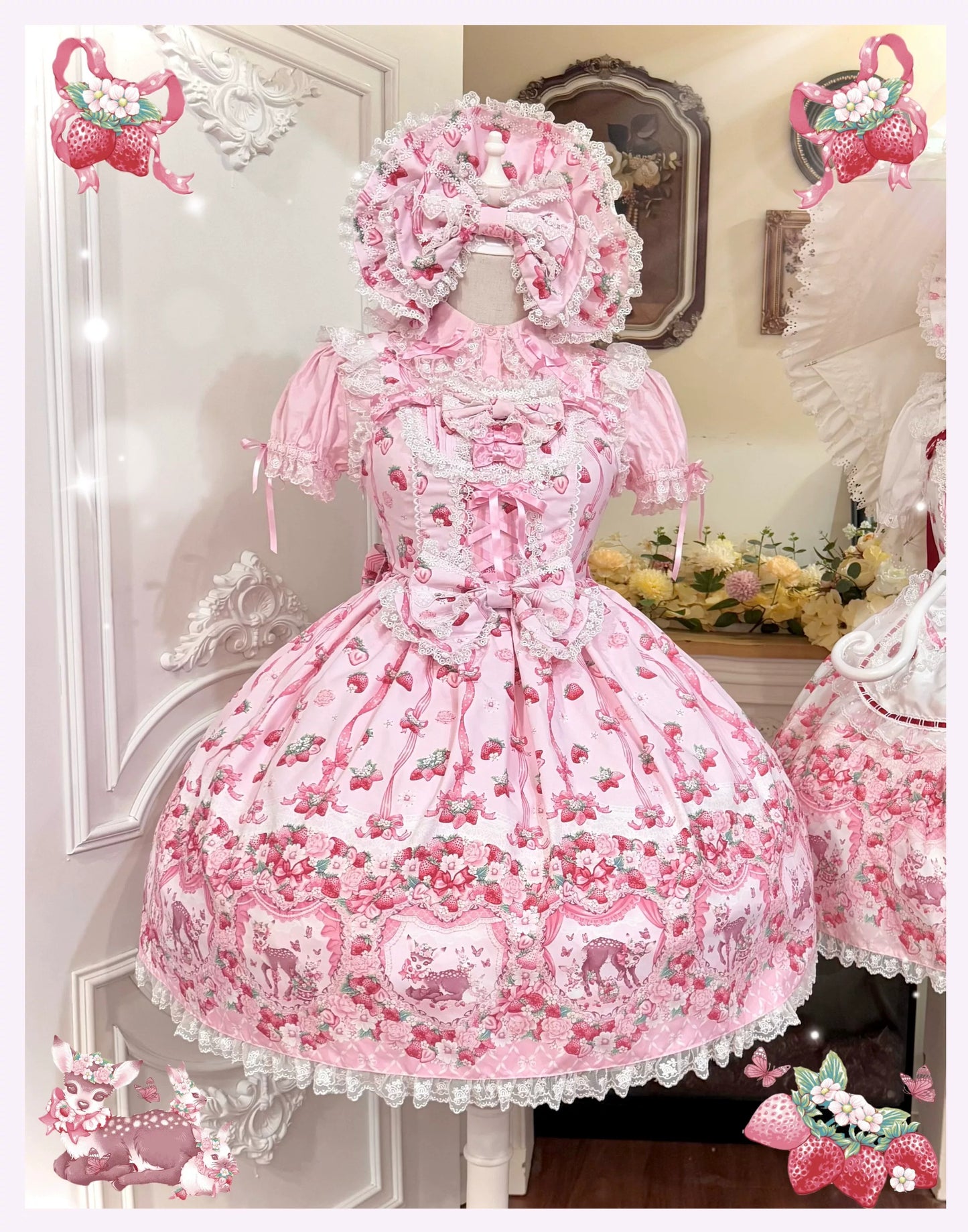 【受注予約~8/23】Fawn Strawberry Garden ジャンパースカート【TaTaTa Lolita】