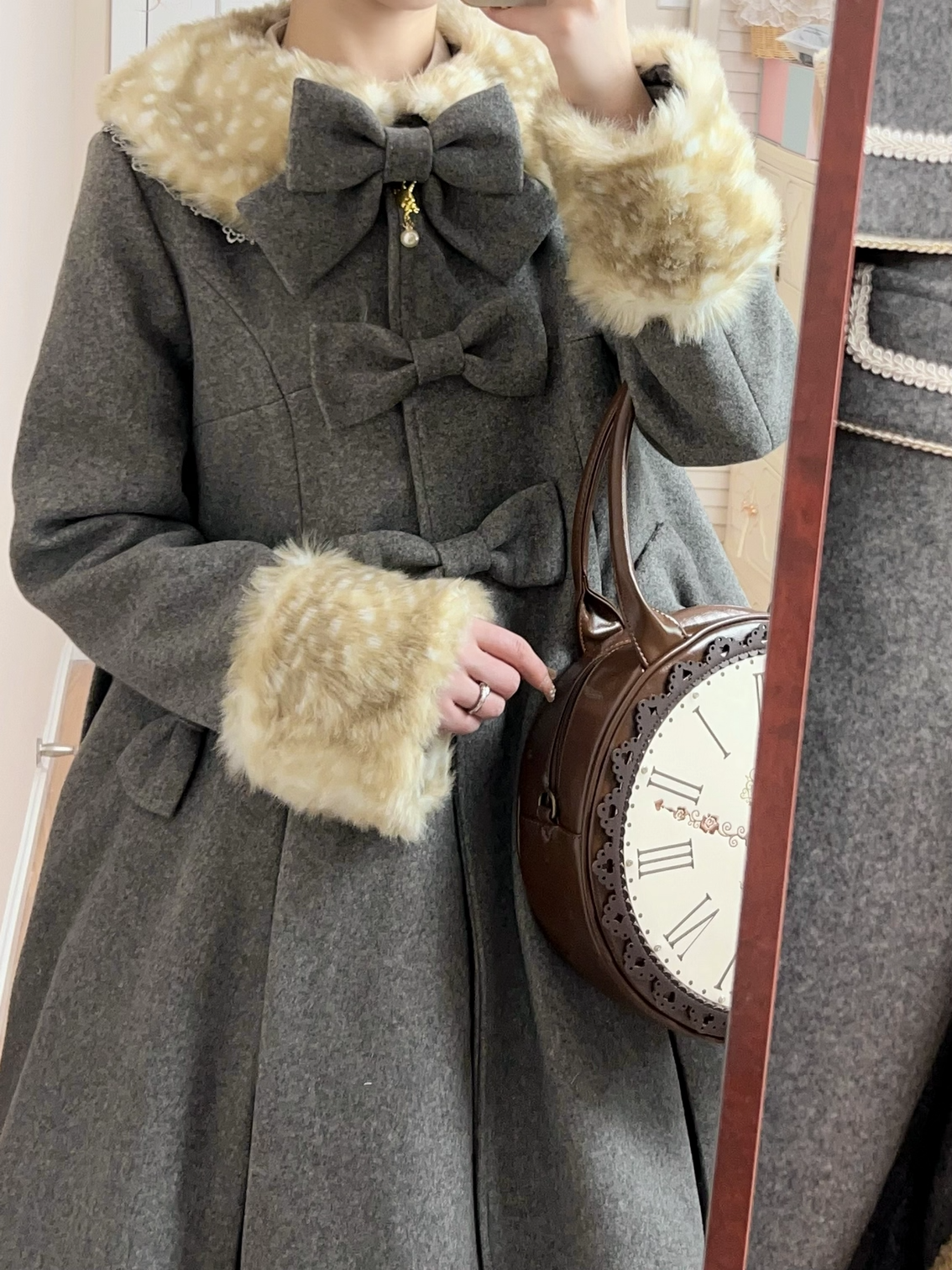 Aラインファーつきコート【Unideer】