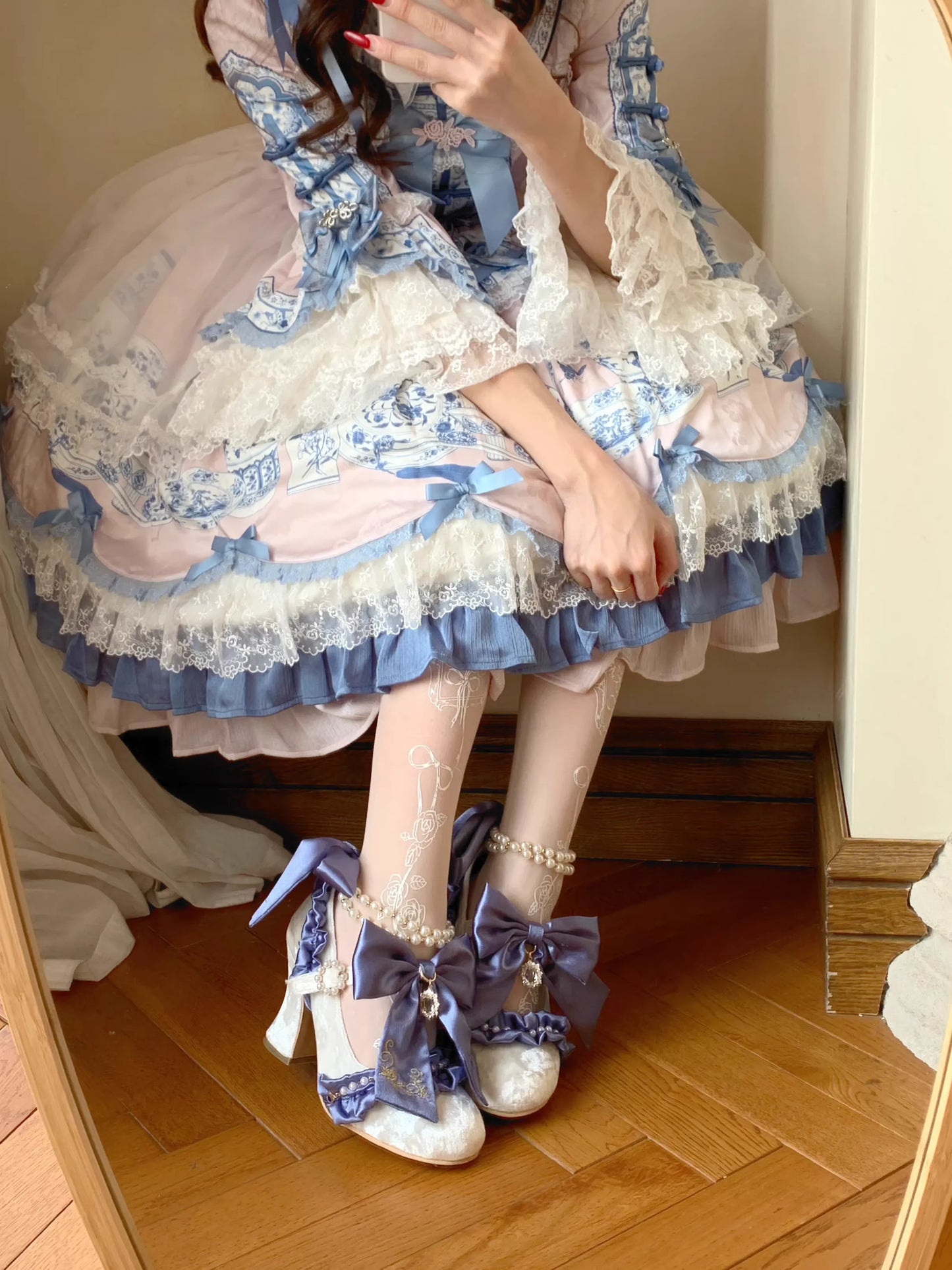 【受注予約~4/27】Ribbon Sonata ヒールパンプス【Aimee】