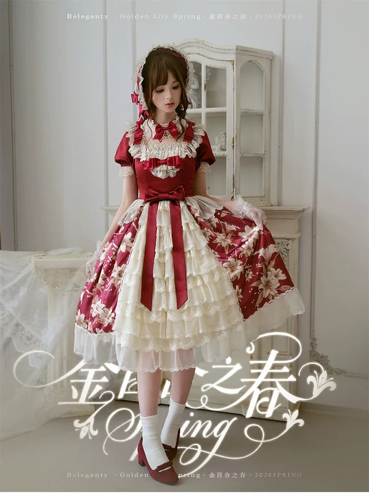 【受注予約~6/18】金百合の春 ワンピース【Beleganty】
