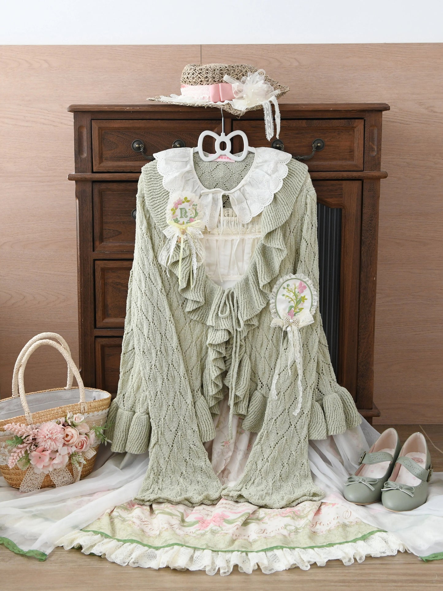 Sunset Bouquet フリルカーディガン【MIST】