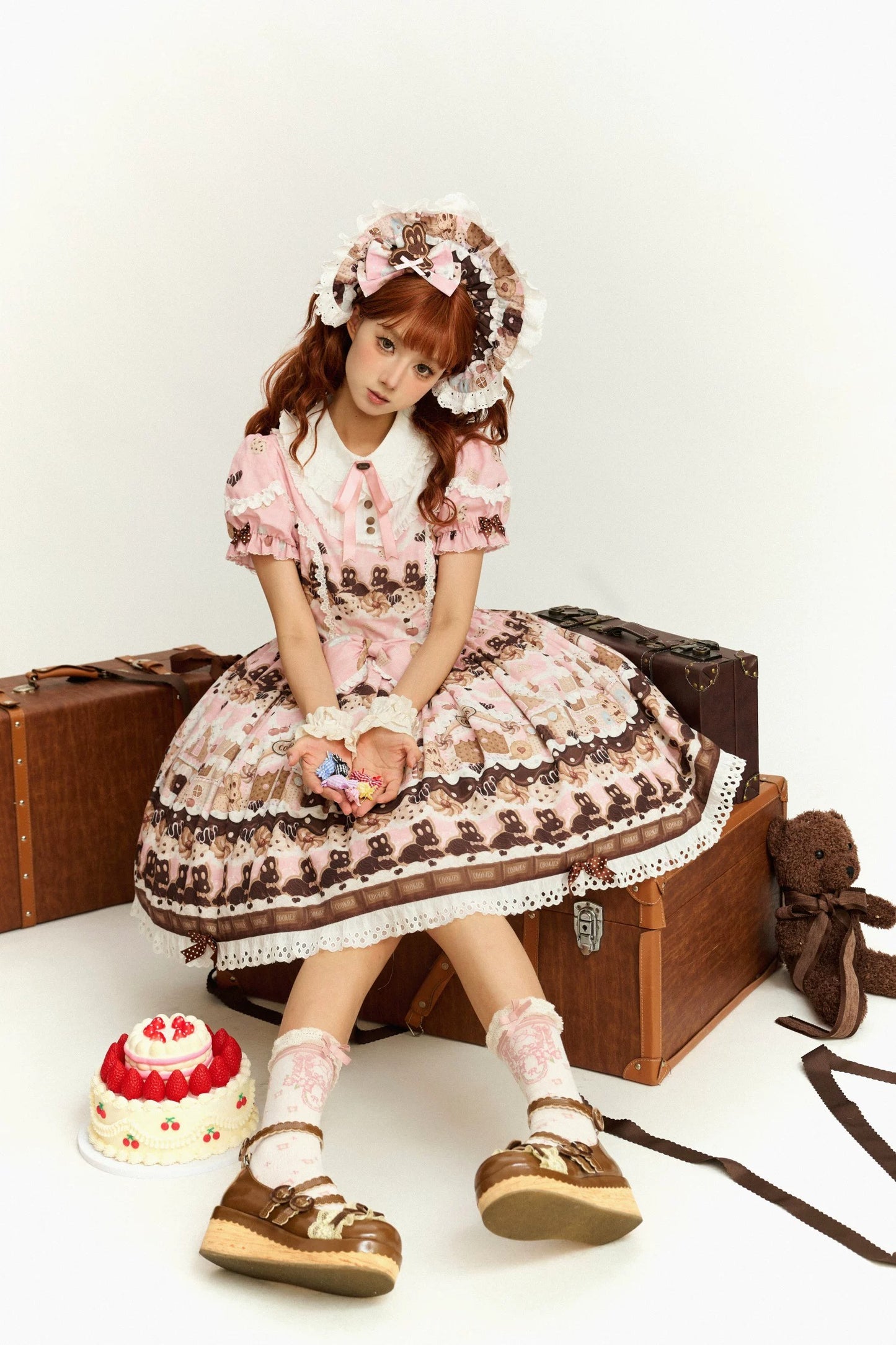 【受注予約~5/18】Bunny Gingerbread House エプロン付きワンピース【babyblue】