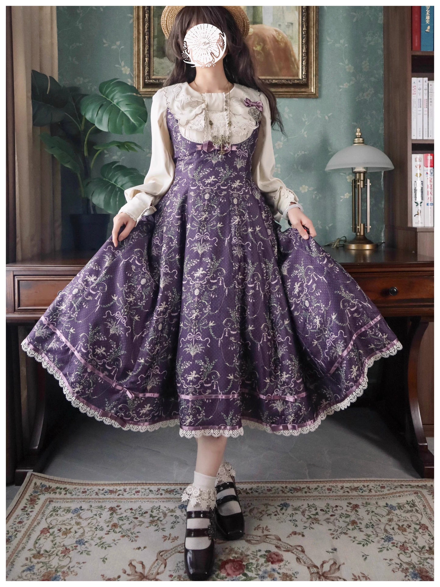 【受注予約~9/11】Angel Flower Wall ジャンパースカート【iris de nuit】