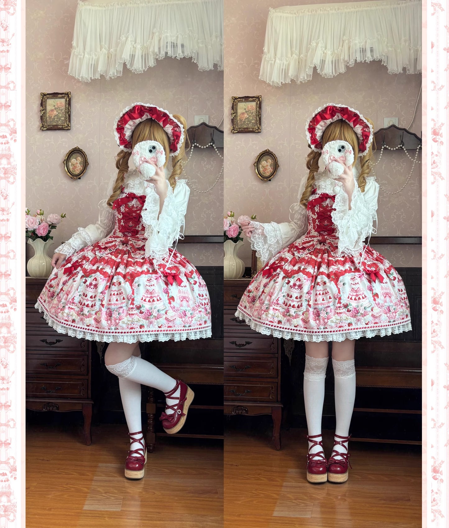 【受注予約~10/15】Strawberry Cake Bouquet 2.0 ブラウス【AntiqueDoll】