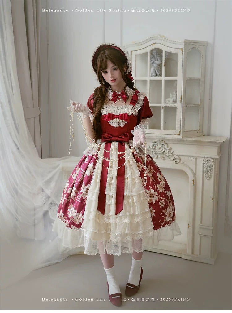 【受注予約~6/18】金百合の春 ワンピース【Beleganty】