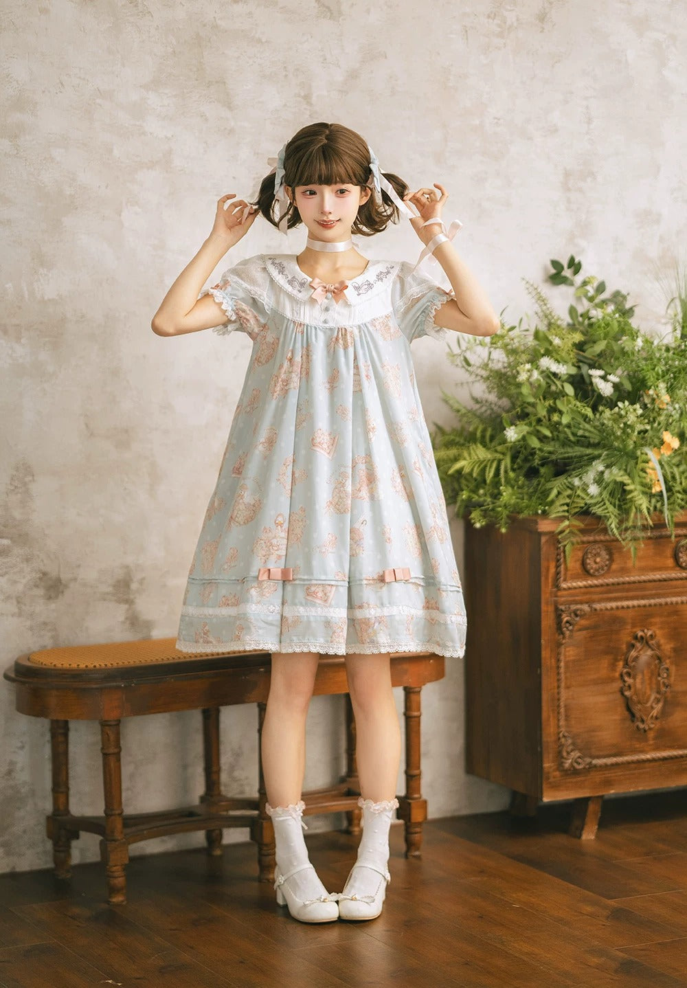 【受注予約~7/23】Little White Goose with Flowers ワンピース(タイプ2)【Miss Cube】