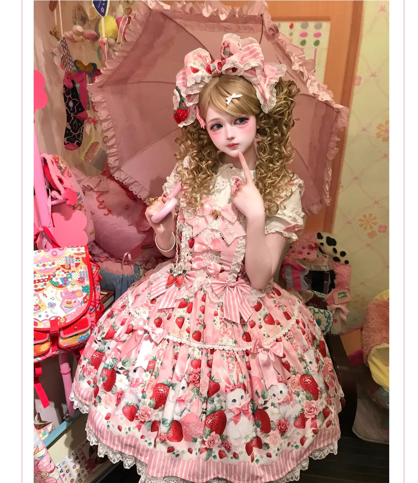 【受注予約~4/29】Strawberry Rabbit ワンピース・ジャンパースカート・トップス【Antique Doll】