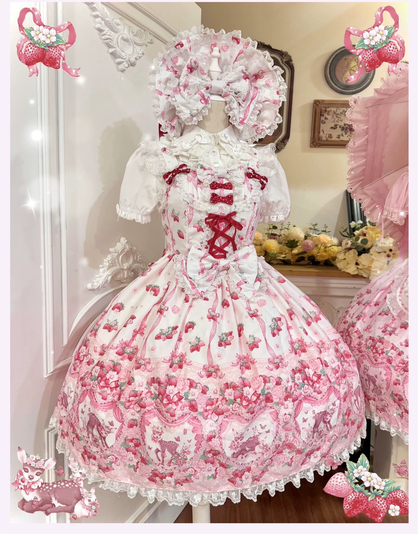 【受注予約~8/23】Fawn Strawberry Garden ジャンパースカート【TaTaTa Lolita】