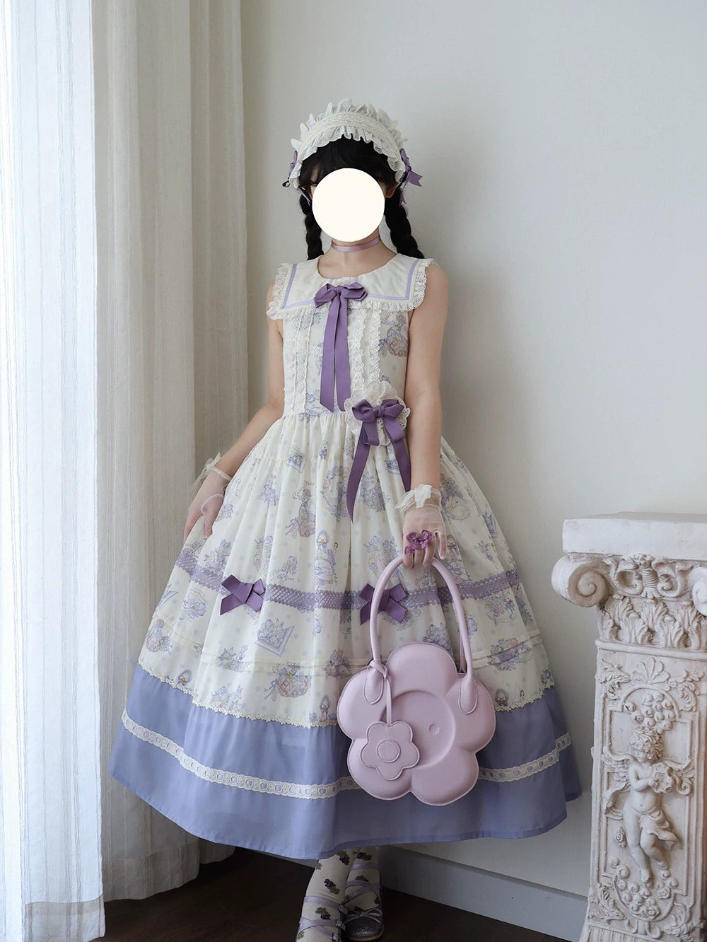 Little White Goose with Flowers ジャンパースカート【Miss Cube