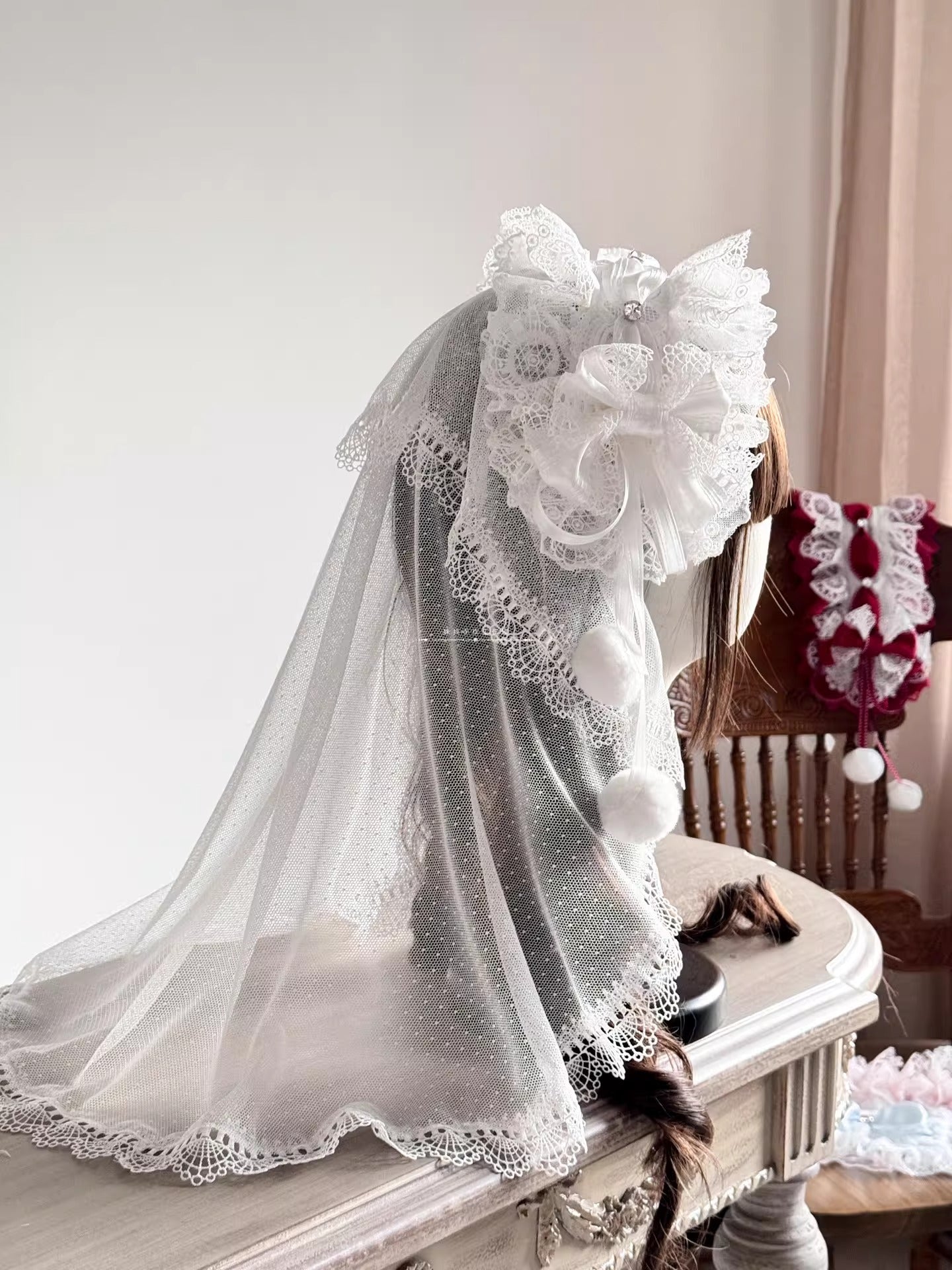 ヴェール付きSnow Drop ヘッドドレス【妹抖手作工作屋】