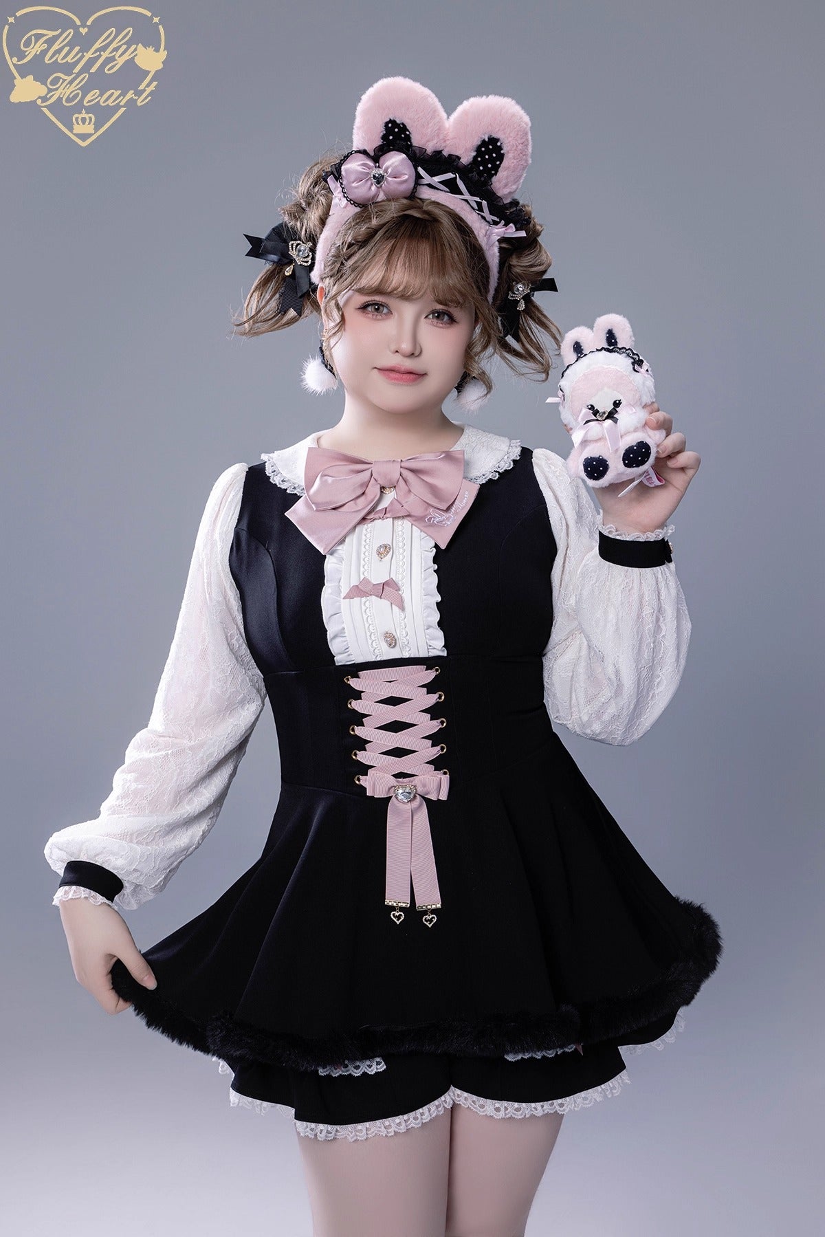 ふわふわファーセットアップ【Fluffy Heart×momo】