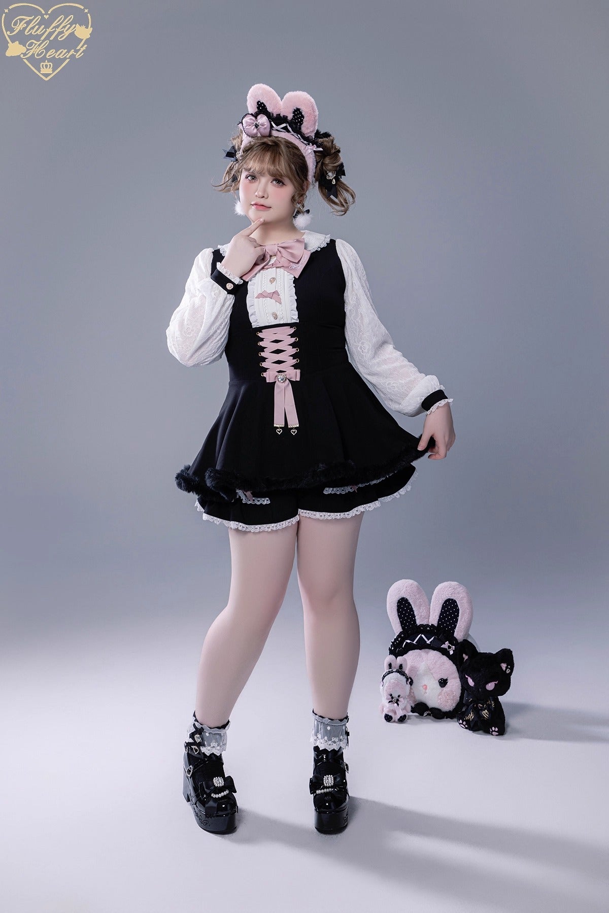 ふわふわファーセットアップ【Fluffy Heart×momo】