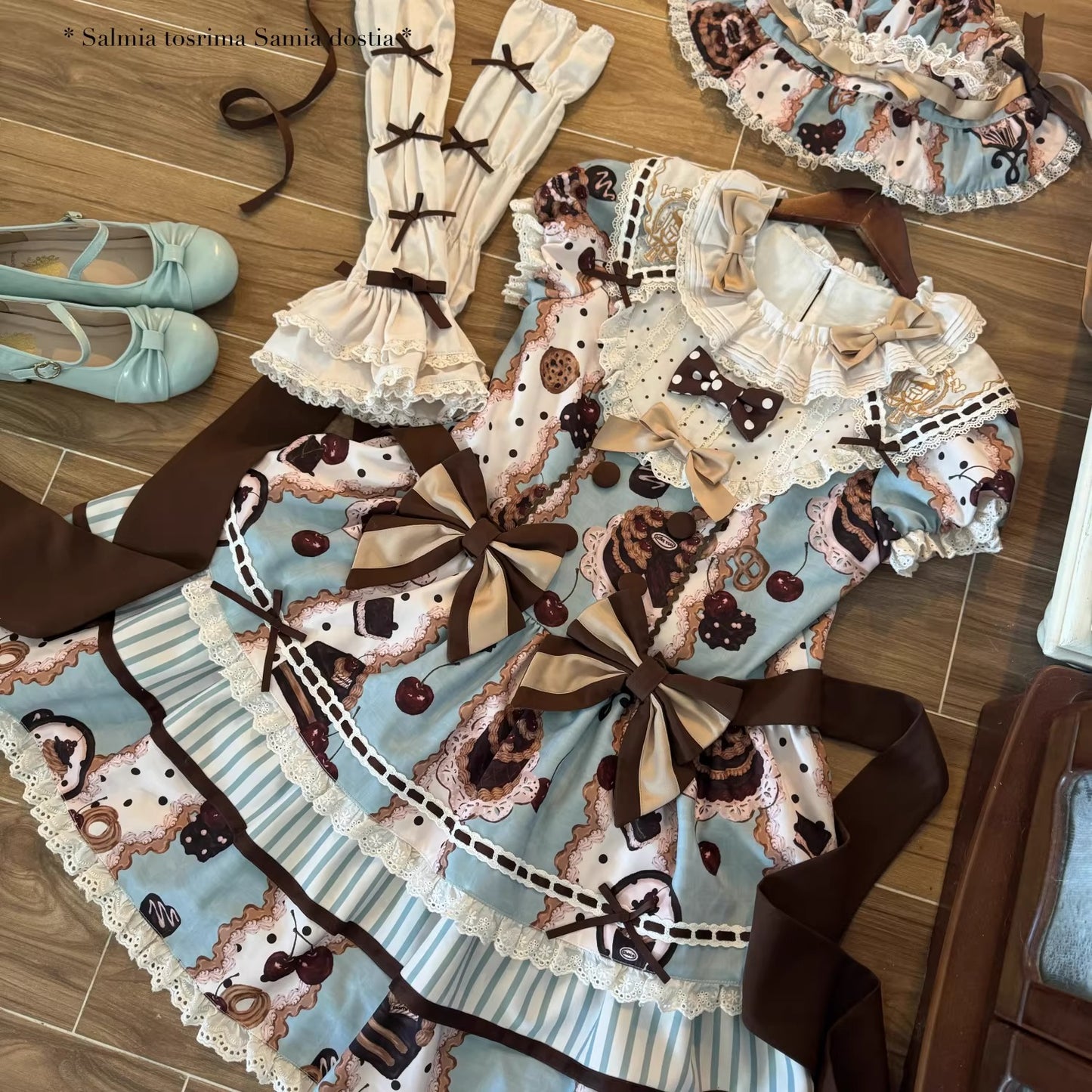 【受注予約~4/8】Cherry Doll ワンピース【babyblue】