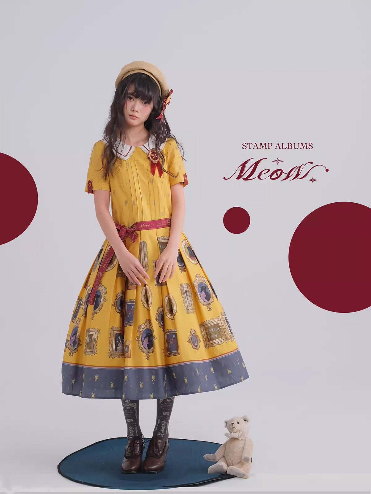 【受注予約~4/16】MEOW ワンピース・ジャンパースカート・ブラウス【Stamp Album】