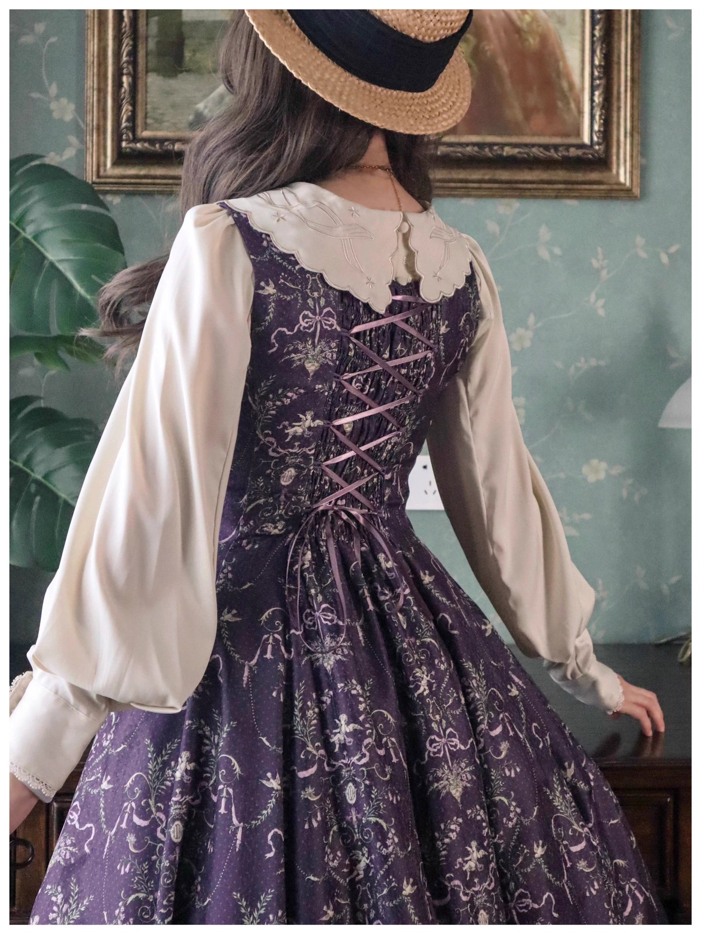 【受注予約~9/11】Angel Flower Wall ジャンパースカート【iris de nuit】