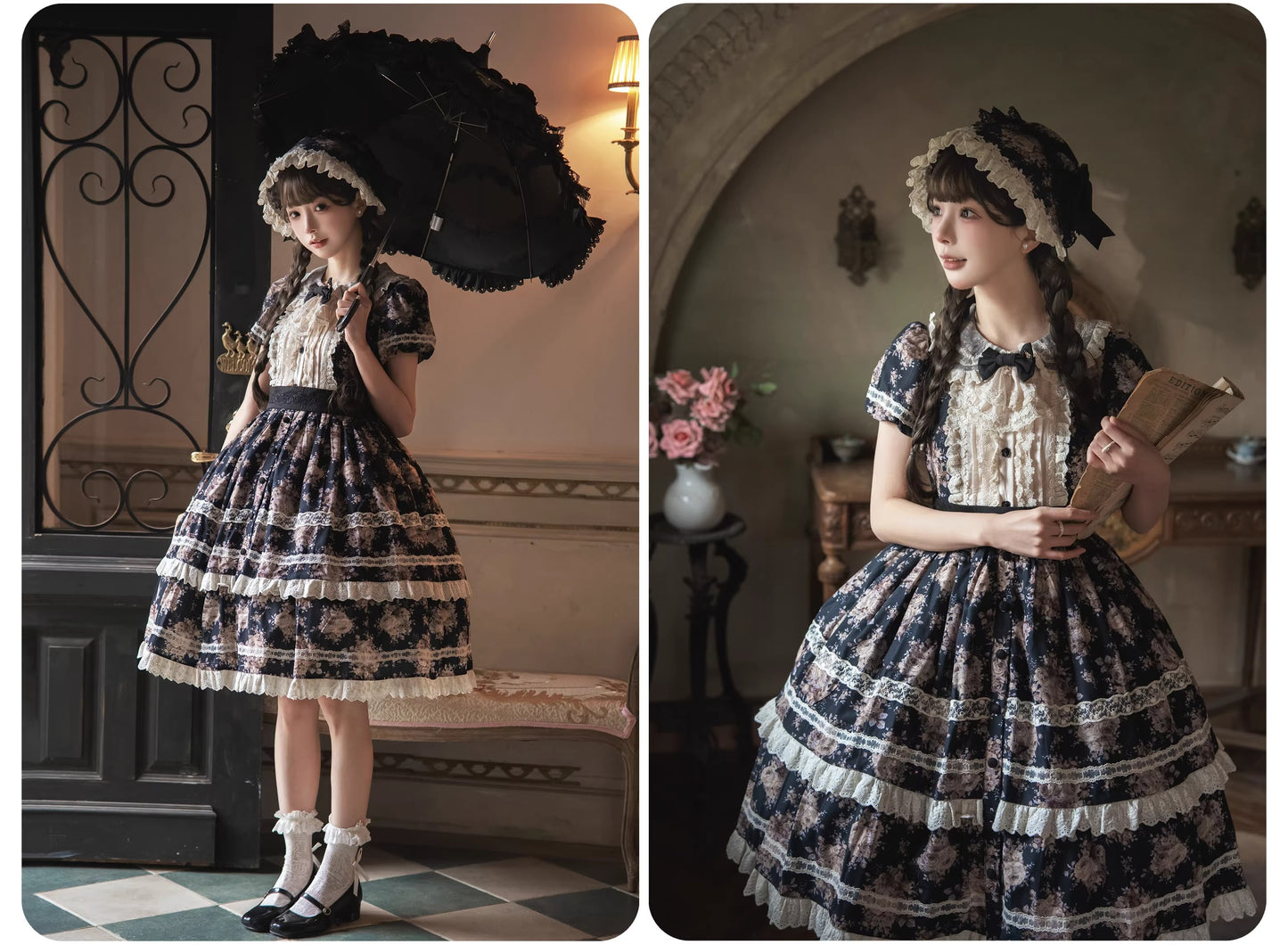 【受注予約~2/15】Black Rose ワンピース(タイプ1)【LittlePlum】