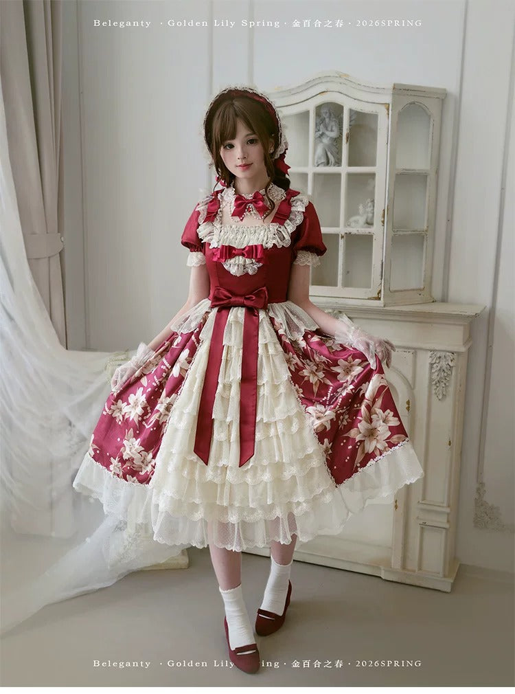 【受注予約~6/18】金百合の春 ワンピース【Beleganty】
