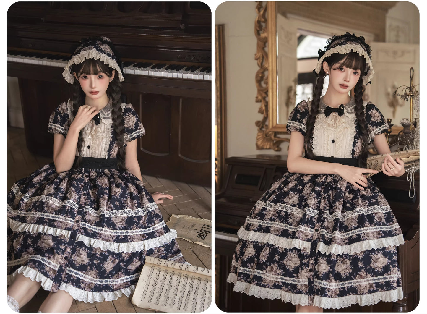 【受注予約~2/15】Black Rose ワンピース(タイプ1)【LittlePlum】